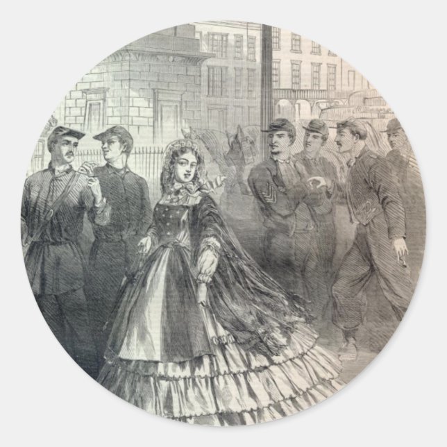 Southern belle, 1861 classic round sticker (Front)