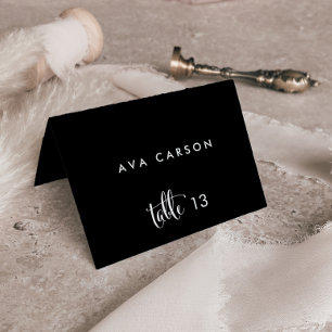 Southern Belle Calligraphy   Black Escort Card