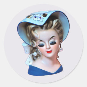 Southern Belle Head Vase Bonnet Lady with Attitude Classic Round Sticker