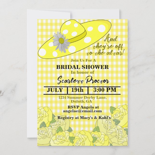 Southern Belle Kentucky Derby Hat Bridal Shower Invitation (Front)