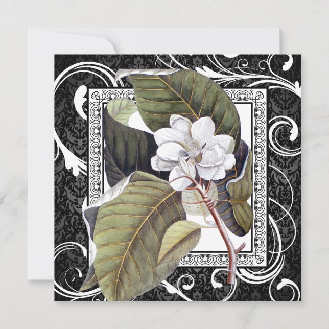 Southern Belle Magnolia Save the Date Damask (Front)