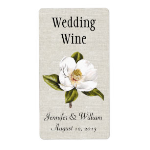 Southern Belle Magnolias Wedding Mini Wine Label