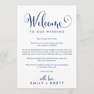 Southern Belle Navy Welcome Letter & Wedding Party Programme