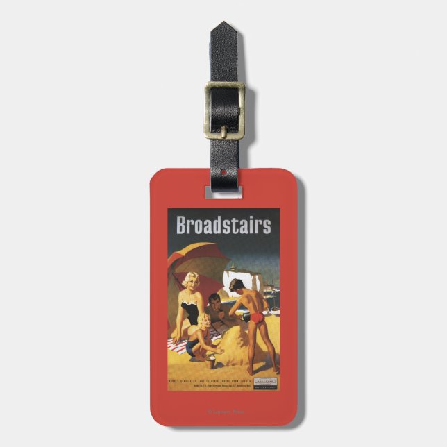 Southern British Railways Family on Beach Luggage Tag (Front Vertical)