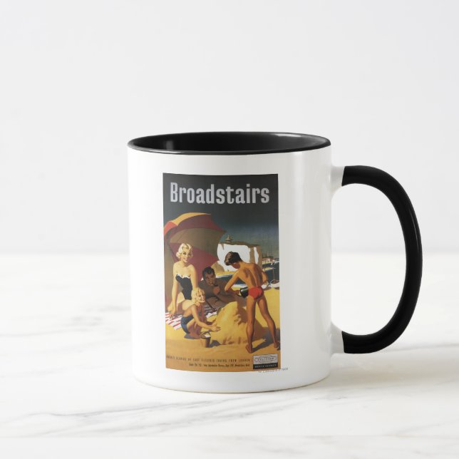 Southern British Railways Family on Beach Mug (Right)