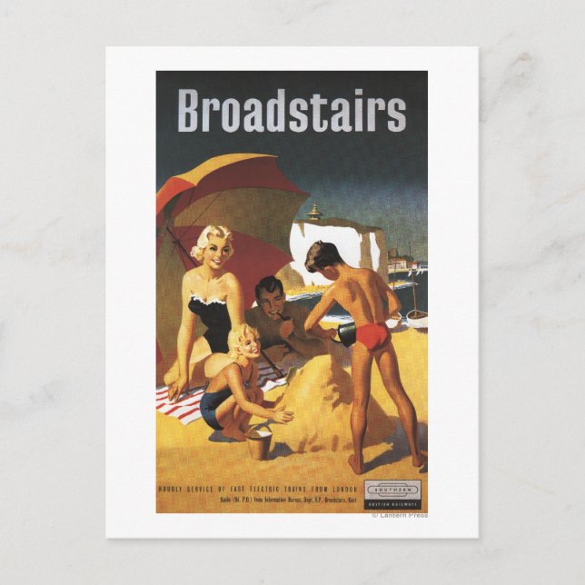 Southern British Railways Family on Beach Postcard (Front)