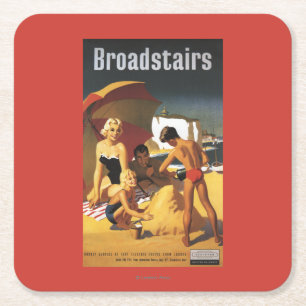 Southern British Railways Family on Beach Square Paper Coaster