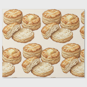 Southern Buttermilk Biscuits Food Illustration Wrapping Paper