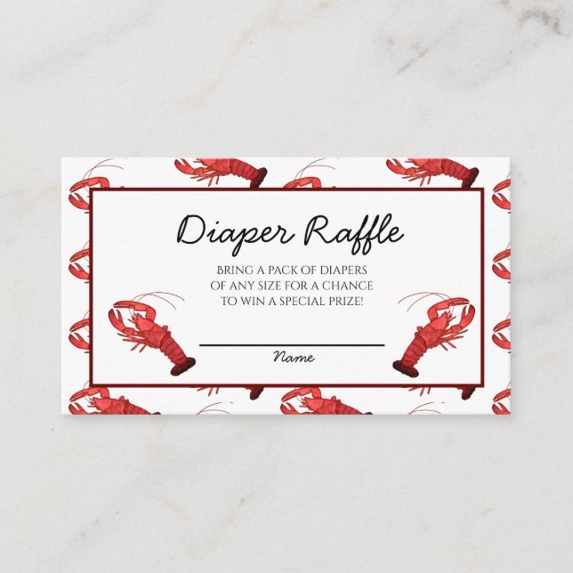 Southern Cajun Crawfish Baby Shower Diaper Raffle Enclosure Card (Front)