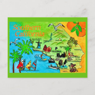 Southern Calfornia State Map Postcard