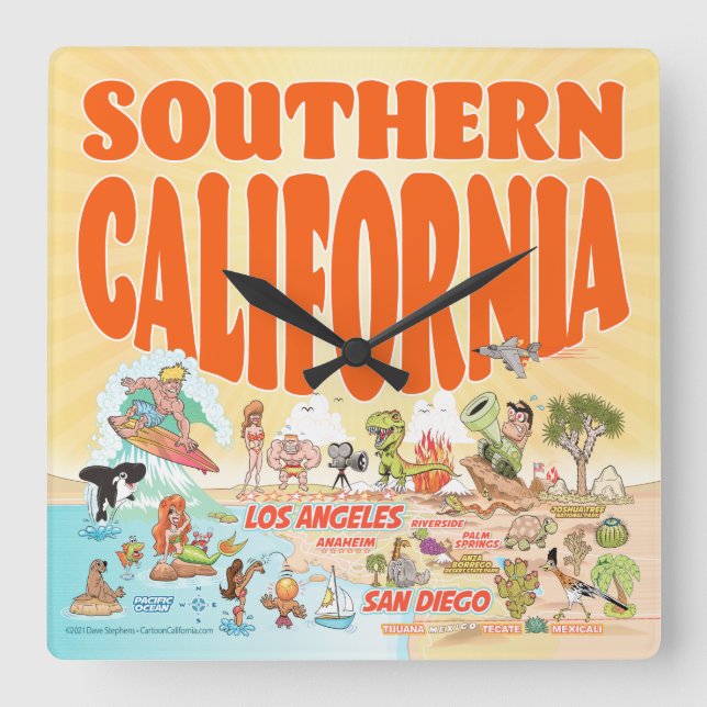 Southern California Acrylic Wall Clock (Front)
