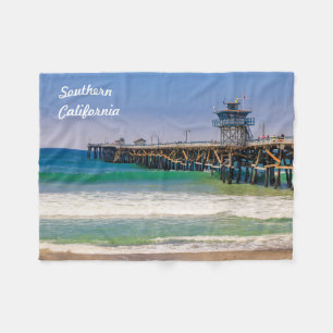 Southern California beach and pier in San Clemente Fleece Blanket