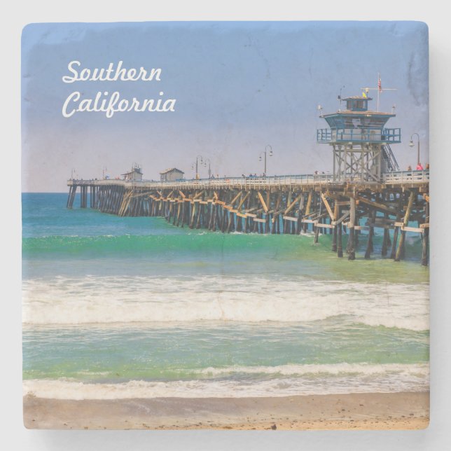 Southern California beach and pier in San Clemente Stone Coaster (Front)