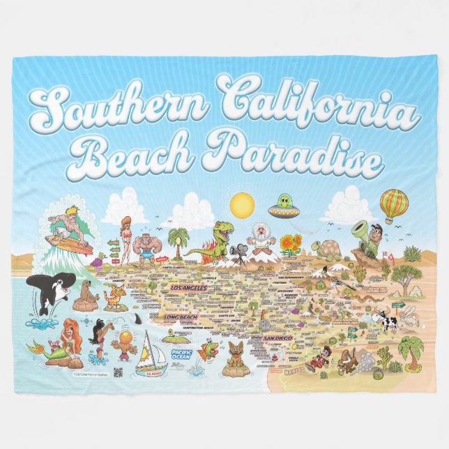 Southern California Beach Paradise Fleece Blanket (Front (Horizontal))