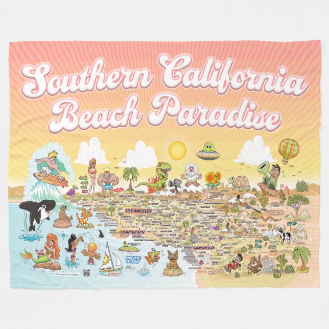 Southern California Beach Paradise Fleece Blanket (Front (Horizontal))