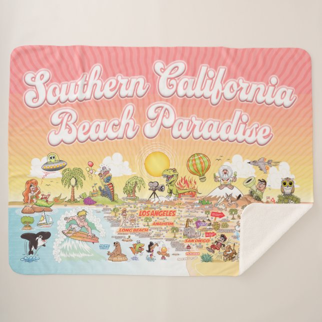 Southern California Beach Paradise Sherpa Blanket (Front (Horizontal))