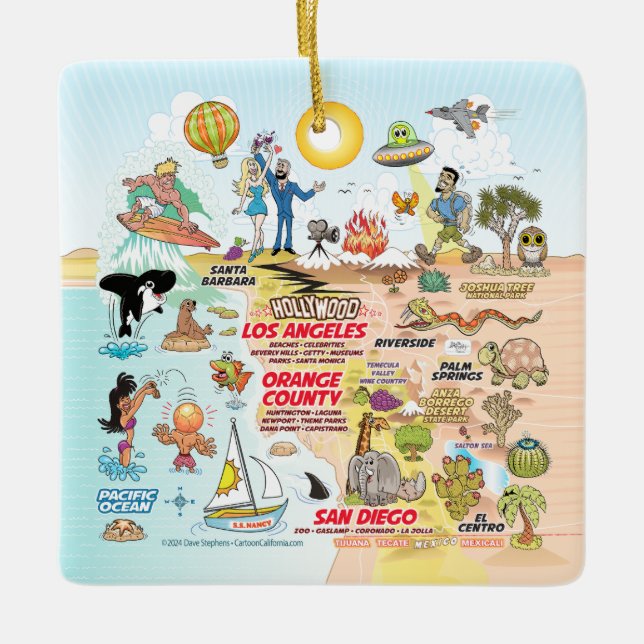 Southern California Ceramic Ornament (Front)