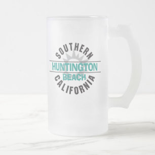 Southern California - Huntington Beach Frosted Glass Beer Mug