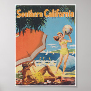 Southern California Retro Vintage Travel Poster