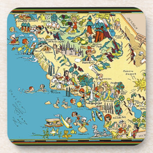 Southern California Vintage Pictorial Map Coaster