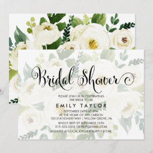 Southern Calligraphy   Faded Floral Bridal Shower Invitation