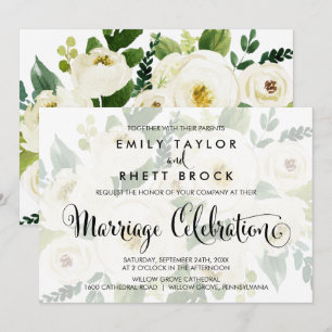 Southern Calligraphy   Faded Floral Marriage Invitation