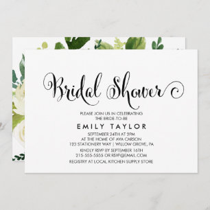 Southern Calligraphy   Floral Back Bridal Shower Invitation