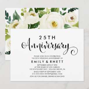Southern Calligraphy   Floral Wedding Anniversary Invitation