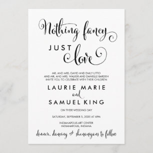 Southern Calligraphy Nothing Fancy Just Love Funny Invitation