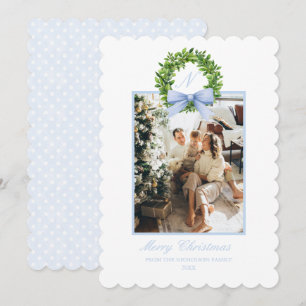 Southern Coastal Grandmillennial Scallop Polka Dot Holiday Card