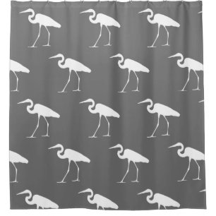 Southern Coastal White Egret & Grey Shower Curtain