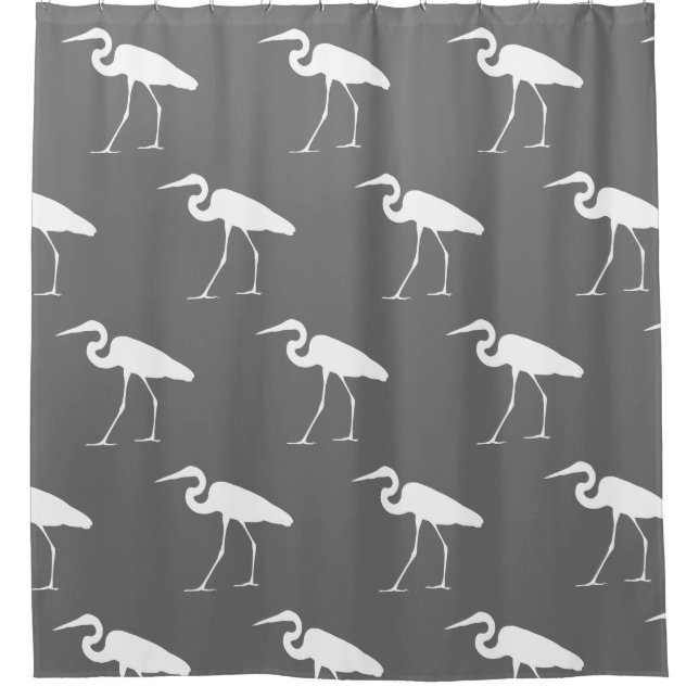 Southern Coastal White Egret & Grey Shower Curtain (Front)