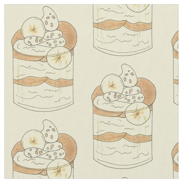 Southern Cooking Banana Pudding Dessert Food Fabric (Close Up)