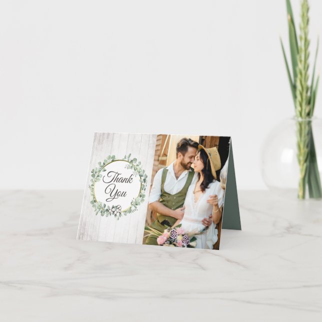 Southern Cotton Boll Country Wedding Thank You Card (Front)