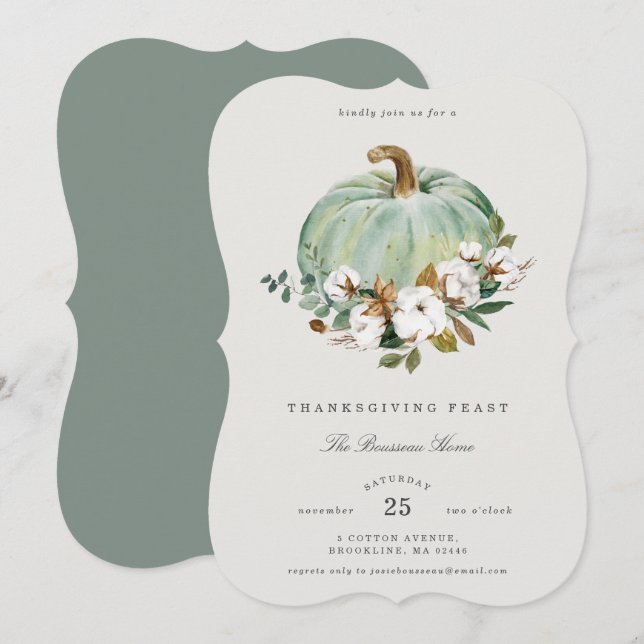 Southern Cotton Thanksgiving Dinner Invitation (Front/Back)