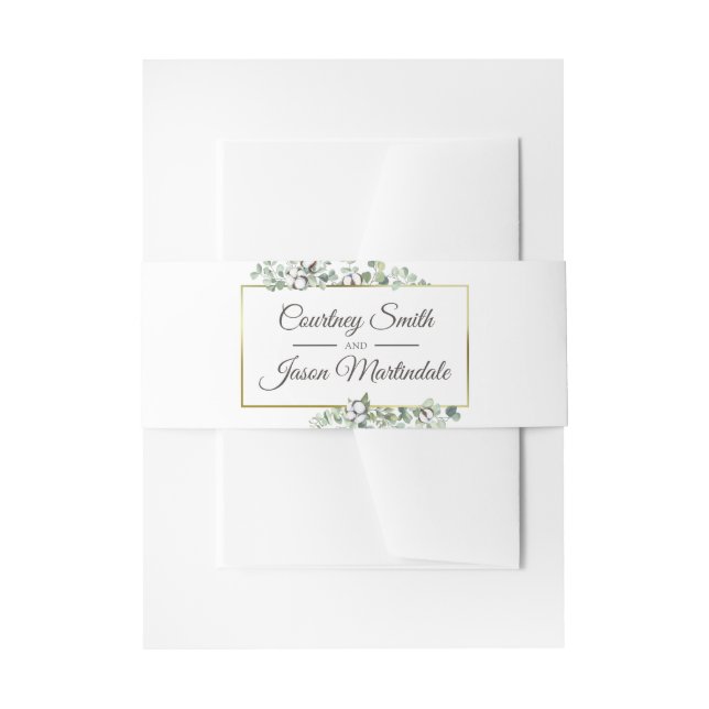Southern Country Cotton Boll Wedding Invitation Invitation Belly Band (Front Example)