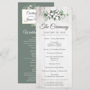 Southern Country Cotton Rustic Wedding Ceremony Programme