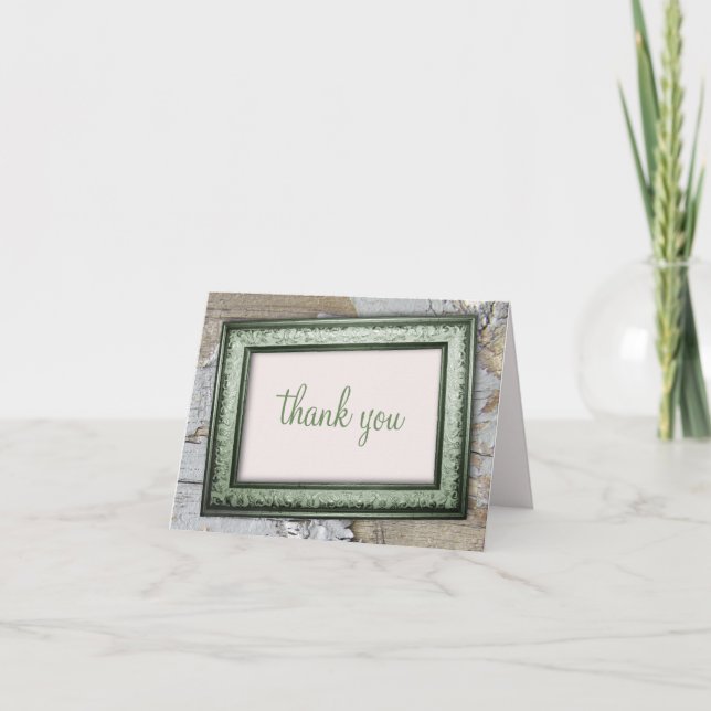 Southern Country Green Rustic Thank You Cards (Front)