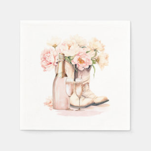 Southern Cowgirl Boots Peonies BRIDAL SHOWER Napkin