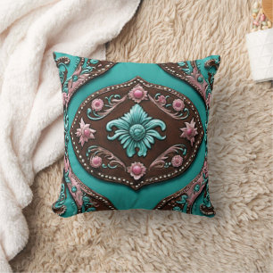 Southern Cowgirl Turquoise Pink Western Country Cushion