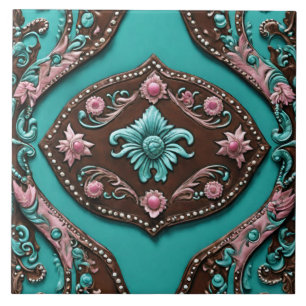 Southern Cowgirl Turquoise Pink Western Country  Tile