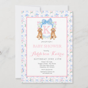Southern dog Monogram Crest Baby Shower Invitation