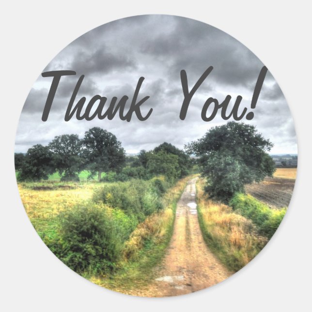 Southern England Country Lane Thank You Classic Round Sticker (Front)