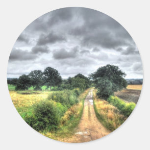 Southern England Woodland Pastures Nature Scene Classic Round Sticker