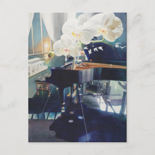 "Southern Exposure" Piano & Flowers Watercolor Postcard