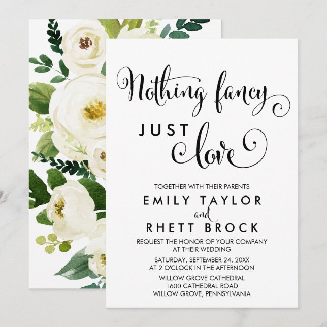 Southern | Floral Backing Nothing Fancy Just Love Invitation (Front/Back)