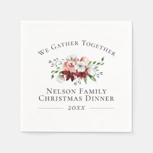 Southern Floral Cotton Christmas Dinner Serving Napkin