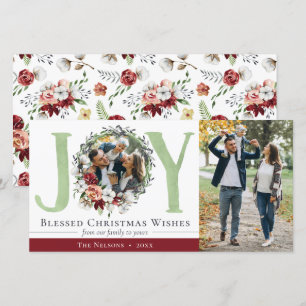 Southern Floral Cotton Christmas Joy Holiday Photo Card
