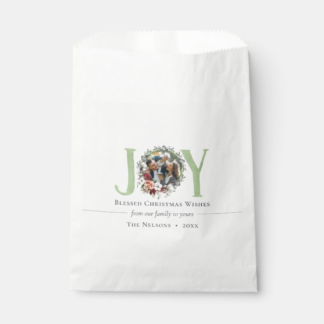 Southern Floral & Cotton Christmas Joy Photo Gift Favour Bags (Front)