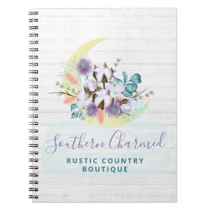 Southern Floral Cotton Moon & Rustic Wood Country Notebook